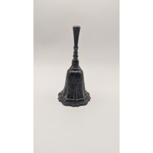 Vintage Avon Silverplate Hand Bell Paneled Scalloped Rim Dark Patina Decorative